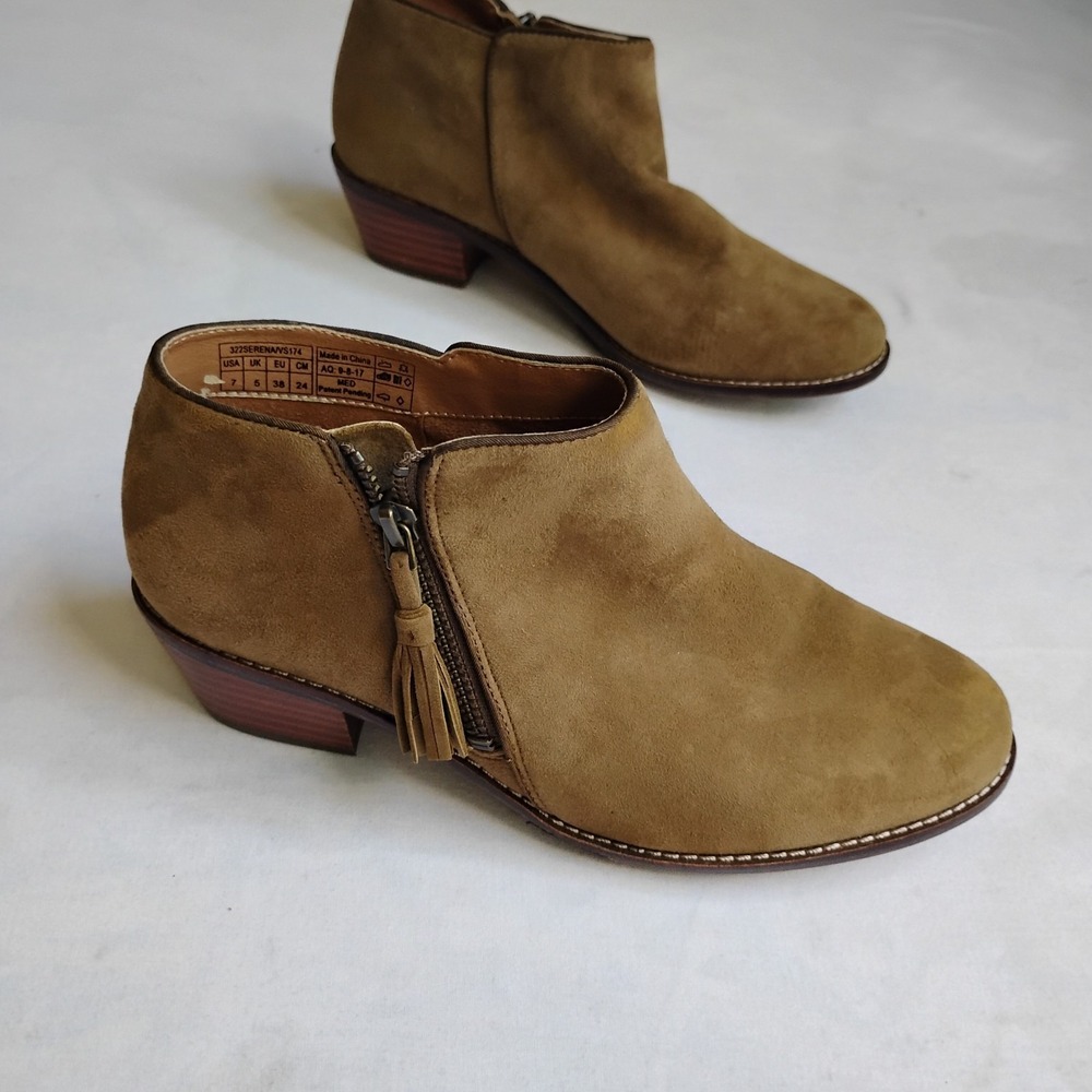 Vionic Boots 7 Suede Leather Tassel Ankle Classic Casual Comfort Western Boho - Picture 1 of 15